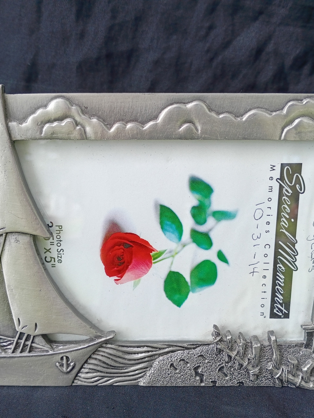 Vintage MISTCO Pewter Enamel Lighthouse Picture Frame
